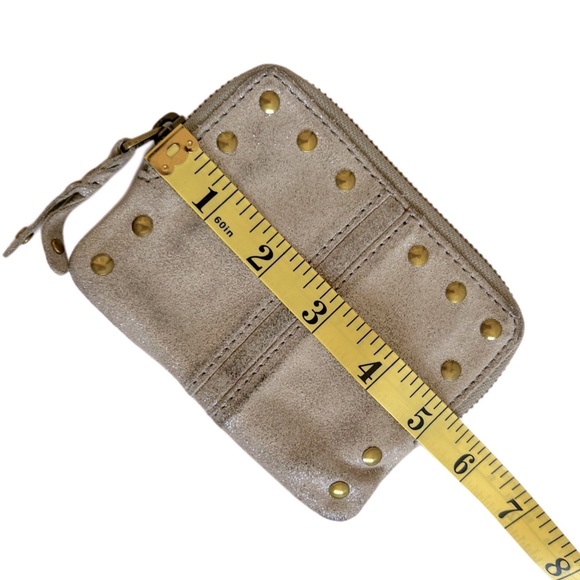 Fossil Genuine Leather Shiny Beige zip up card holder wallet - Picture 10 of 10